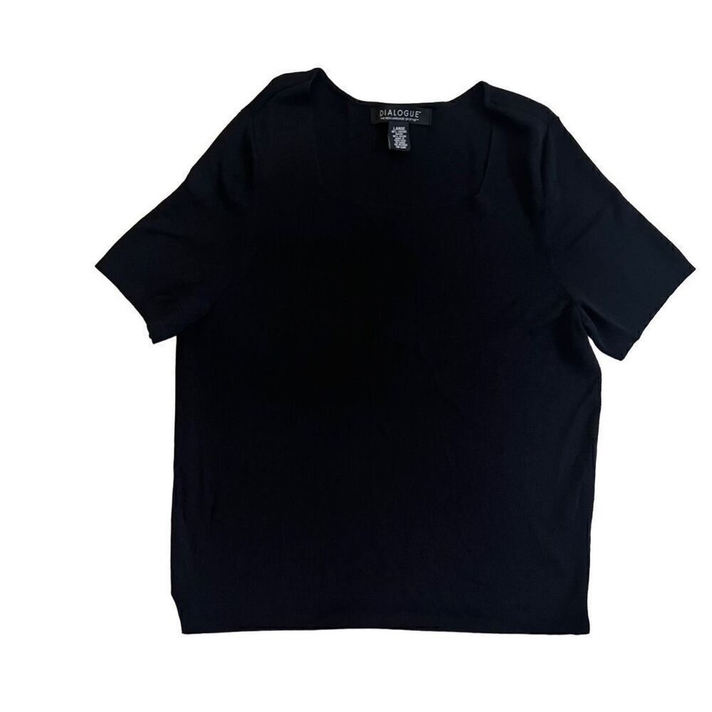 Dialogue Short Sleeve Square Neck Pullover Top Vintage size L